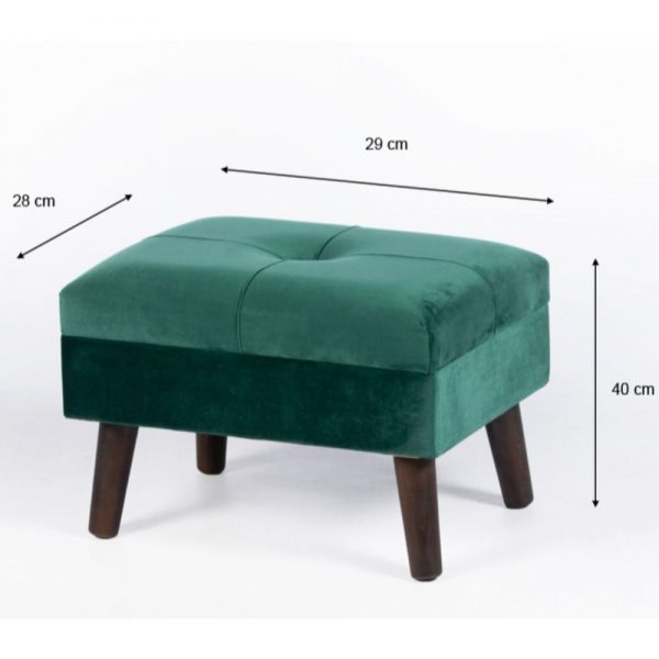 Smooth Velvet Footstool Green