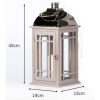 Julie Wooden Lantern Grey/Chrome Small Height 46cm