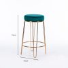 Oslo Velvet Island Stool Round Teal