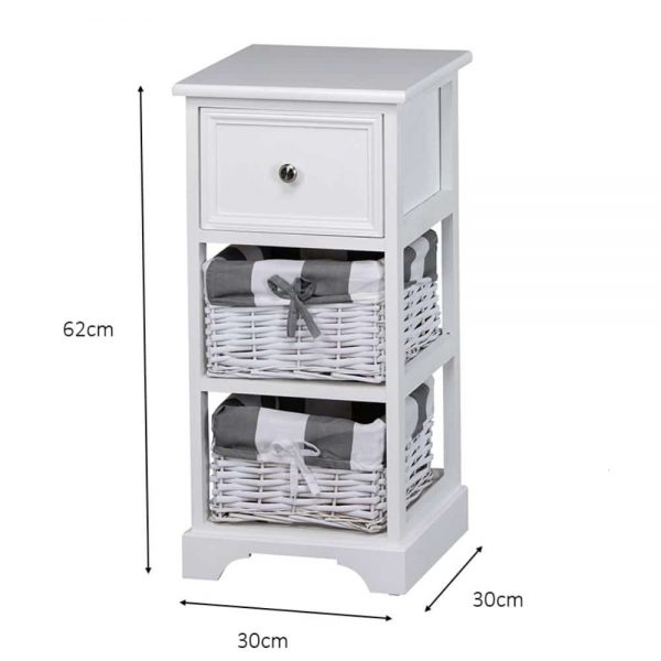 Boston 1 Drawer 2 Basket Storage Unit White