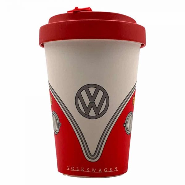 VW Campervan Red Bamboo Travel Mug