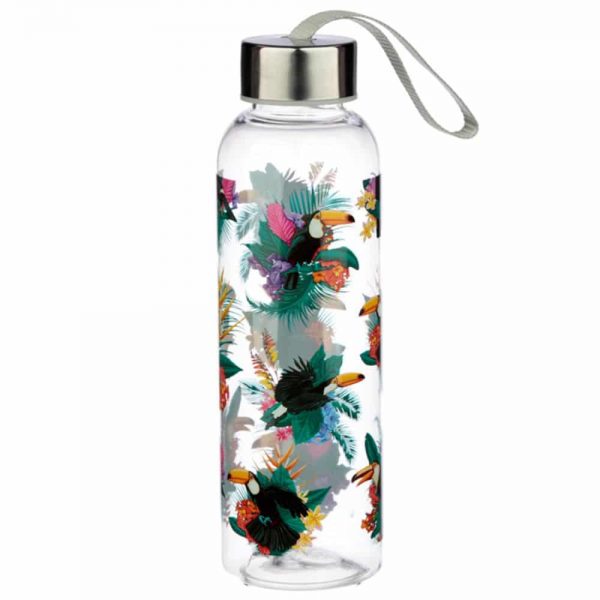 Toucan Party 550ml Water Bottle with Metallic Lid