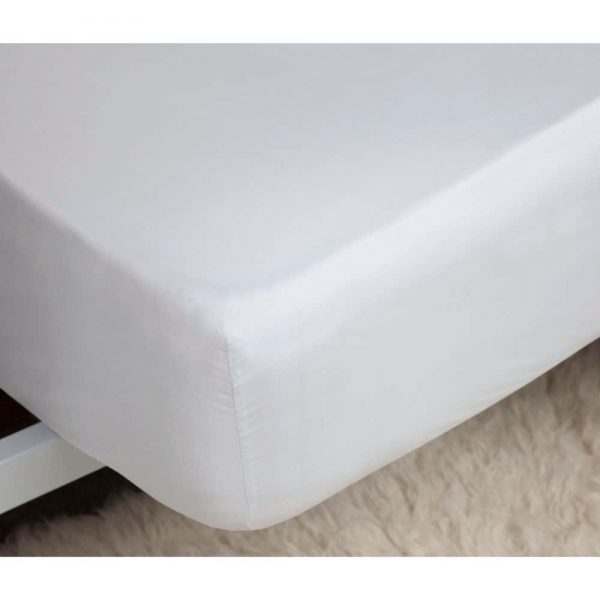 White Double Fitted Sheet Percale