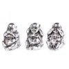 Set of 3 Silver Buddhas 14x15cm