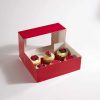 6 Red Cupcake Box