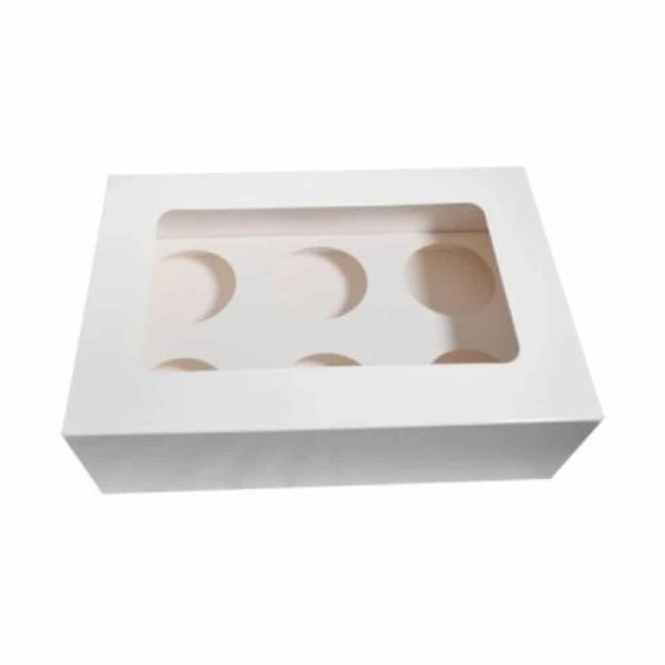 6 White Cupcake Boxes