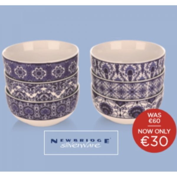 Newbridge 6 Blue Mosaic Porcelain Bowls