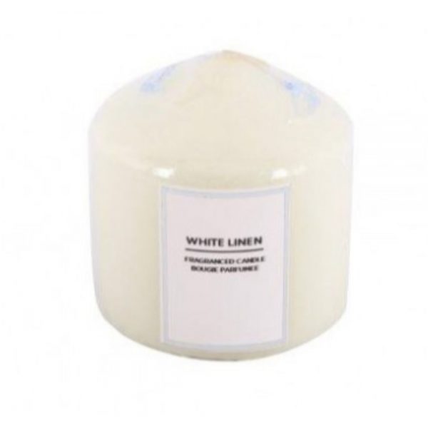 White Linen Pillar Candle 7x7cm