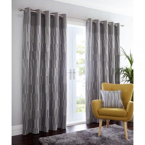 Detroit Fully Lined Eyelet Curtains Charcoal 90x90