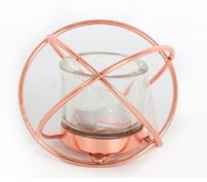 Rose Gold Cross Tea Light Holder 12x9cm