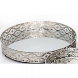 Silver Mirror Candle Plate Diameter 28cm