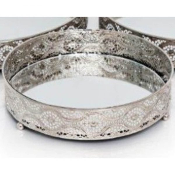 Silver Mirror Candle Plate Dia 20cm
