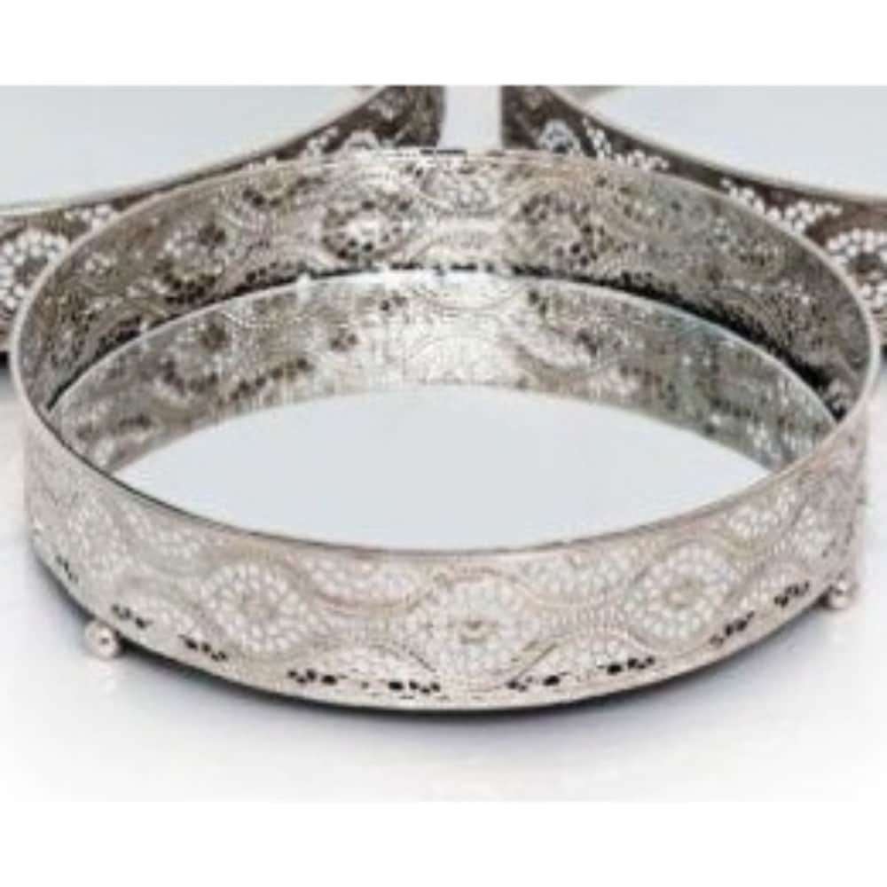 Silver Mirror Candle Plate Dia 20cm