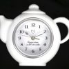 White Plastic Tea Pot Shape Wall Clock 28x23x4cm