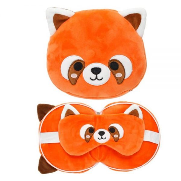 Red Panda Round Travel Pillow and Eye Mask