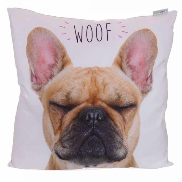 French Bulldog Woof Cushion with Insert 50x50cm