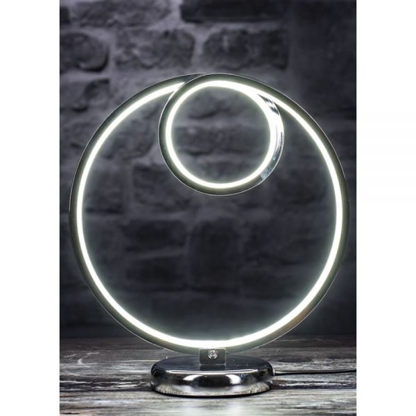 Round Chrome LED Table Lamp Height 30cm