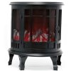 Black Curved Fireplace Lantern Battery Height 35cm