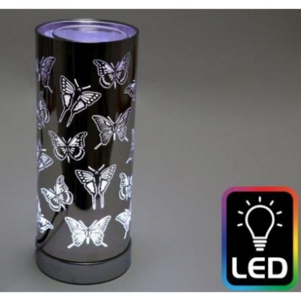 Butterfly Led Oil Burner Silver H25cm