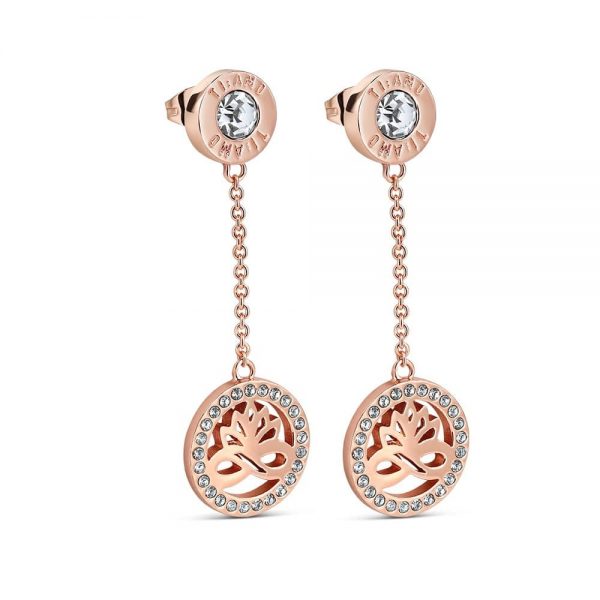 Rose Goldplate Earring Clear Stones