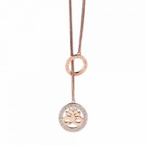 Rose Goldplate Pendant Clear Stones