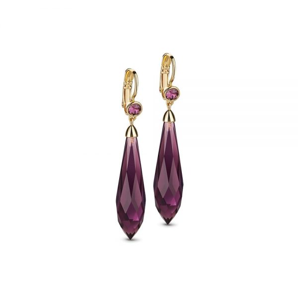 Newbridge Goldplate Drop Earring Purple Stone