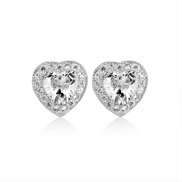 Clear Stone Heart Earrings