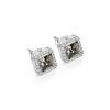 Square Earrings with Clear and Black Stones
