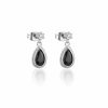 Newbridge Silverware Drop Earrings Black Stone