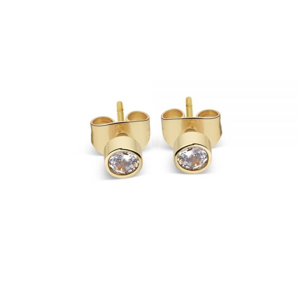 Newbridge Goldplate Stud Earrings Clear Stones