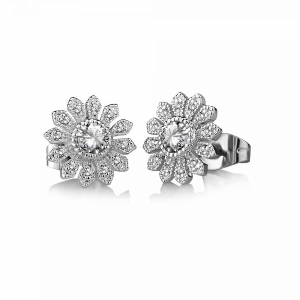 Flower Earrings Clear Stone