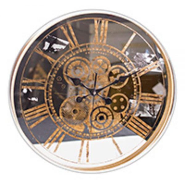 Mirrored Gears Wall Clock Gold 45cm