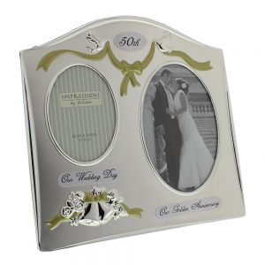 50th Anniversary Silver Plated Double Frame