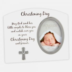 3X4 White Silver Christening Day