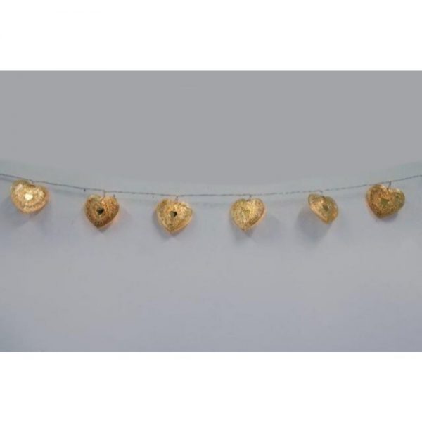 Gold Led Heart Garland 175Cm 8 Lights