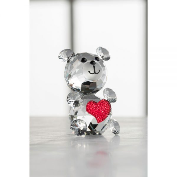 Galway Crystal Love Bear Pink