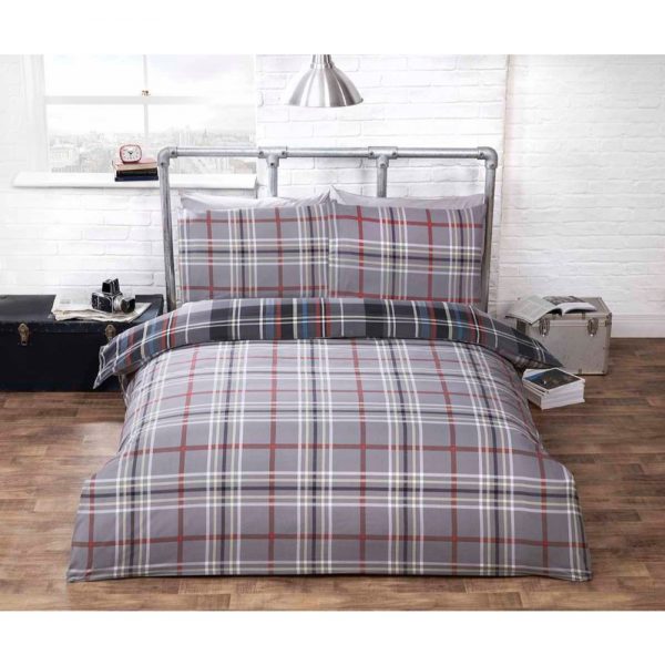 Hamilton Check Duvet Set Single Grey