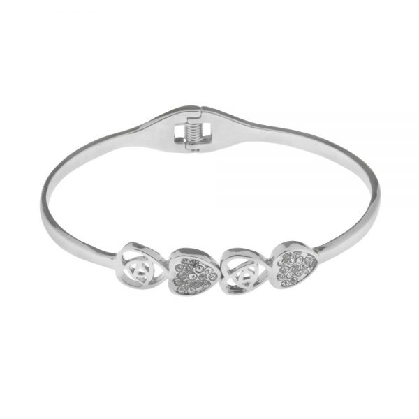 Heart Multi Rhodium Hinge Bangle