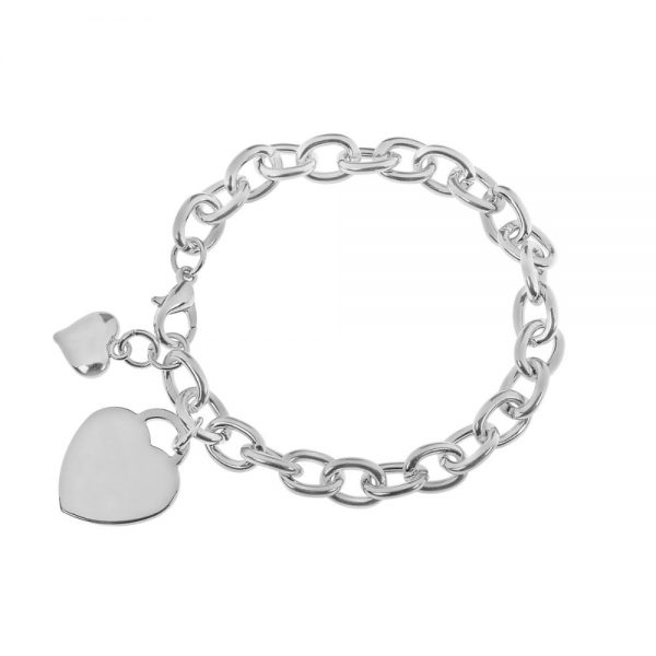 Two Hearts on Chain Bracelet