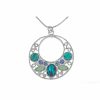 Filigree Disc Blue Stone Necklace