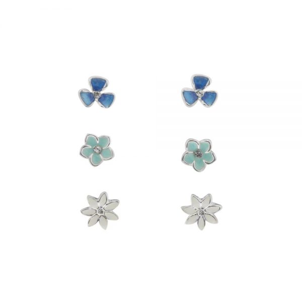 Pastel Earring Flowers Trio Set