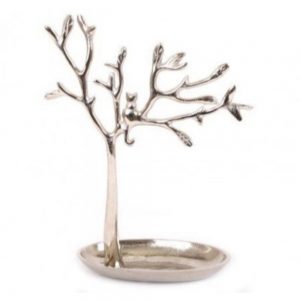 Silver Tree and Cat Jewellery Stand 30x23cm