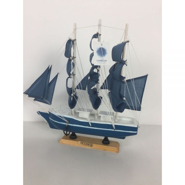 Blue Schooner Height 33cm Length 33cm