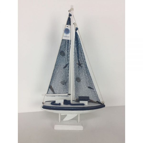 Sailing Boat Blue and White 26x46cm