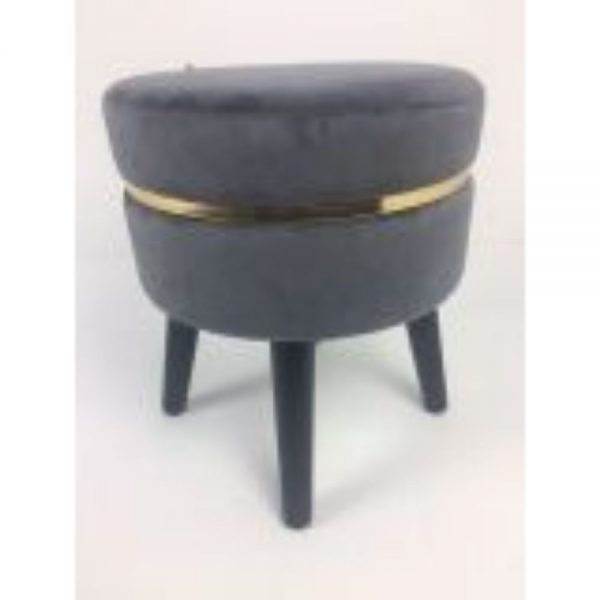 Velour Footstool Grey