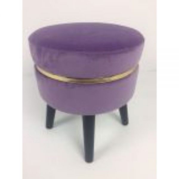 Velour Footstool Purple