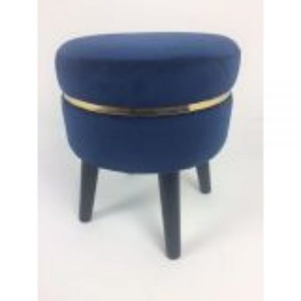 Velour Footstool Royal Blue