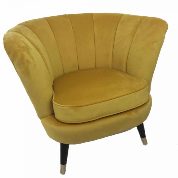 Velvet Plush Emile Shell Chair Mustard