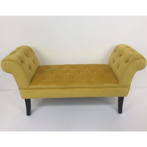 Giselle End Seat Buttoned Mustard Velvet