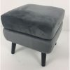Ines Square Footstool Grey Velvet